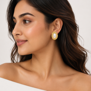 Classic Gold Pearl Stud Earrings – Vintage-Inspired Statement Jewellery - Image 5
