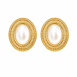 Classic Gold Pearl Stud Earrings – Vintage-Inspired Statement Jewellery