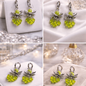 Green Blossom Drop Earrings