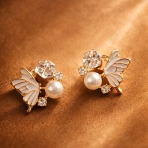 Alternative view of Pearl Flutter Stud Earrings