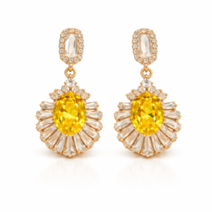 Elegant Yellow Crystal Sunburst Drop Earrings  Xuping Earrings