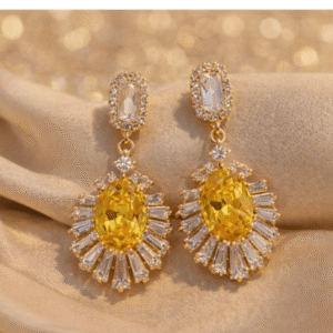 Golden Radiance yellow Crystal Drop Earrings