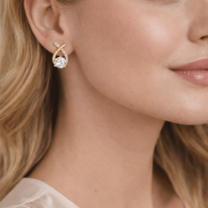 Alternative view of Gold-Tone Crystal Stud Earrings