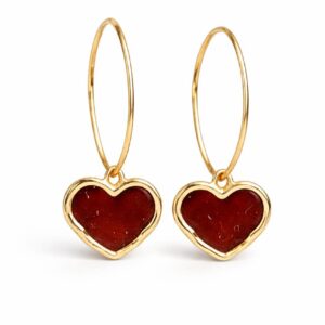 Ruby Heart Hoop Earrings