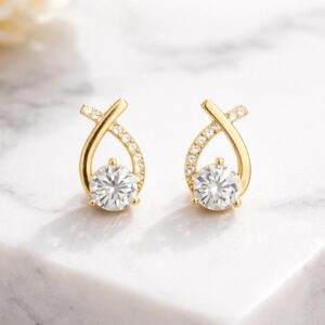 Gold-Tone Crystal Stud Earrings