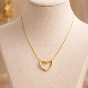 Gold Plated Heart Pendant Necklace for Women | Minimalist Love Heart Chain Necklace | Trendy Daily Wear Imitation Jewellery for Girls