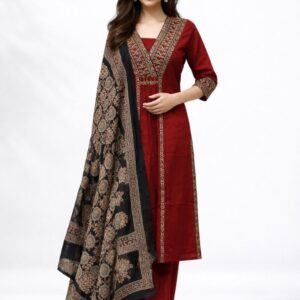 Women’s Pure Cotton Kurta Set with Dupatta | 3 Piece Ethnic Wear Set | Printed Kurta, Pant & Dupatta