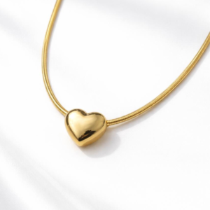 Gold Plated Snake Chain Necklace with Heart Pendant for Women | Artificial Fashion Jewelry