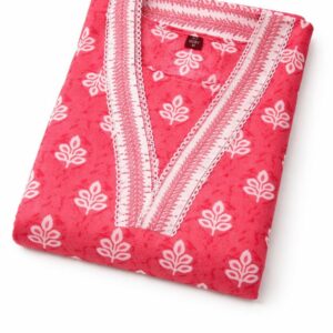 Alternative view of Women’s Cotton Printed Kurta with Pants Set | 2-Piece Ethnic Wear | Straight Kurti with 3/4 Sleeves | Casual & Festive Wear