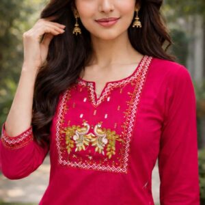 Alternative view of Women’s Embroidered Cotton Coord Set | Kurta and Pant Set for Women | Straight Kurta with Pants | Festive & Casual Ethnic Wear