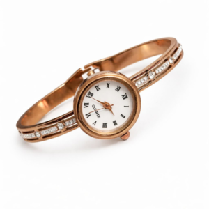 Anti-Tarnish Rose Gold Cuff Watch Bracelet for Women