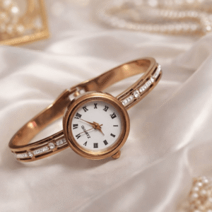 Alternative view of Anti-Tarnish Rose Gold Cuff Watch Bracelet for Women