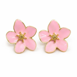 Anti Tarnish Floral Stud Earrings for Women | Gold Plated Enamel Flower Earrings