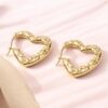 Gold Heart Hoop Earrings for Women – Textured Hammered Heart Shaped Hoops