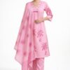Women’s Pink Printed Kurta Set with Dupatta – 3 Piece Straight Kurta