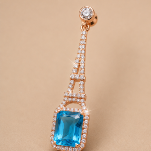 Xuping Rose Gold Plated Drop Earrings for Women with Blue Crystal Stone | Long Dangler Earrings with American Diamonds - Image 6