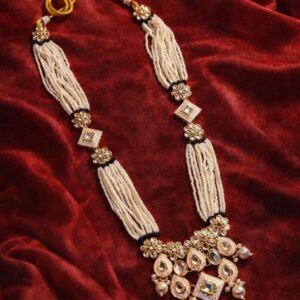 Alternative view of Moti Beads Necklace Set for Women – Traditional Kundan Pearl Choker with Matching Earrings