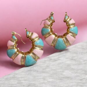 Gold Plated Enamel Hoop Earrings for Women | Multicolor Statement Chunky Hoops | Trendy Korean Style Fashion Earrings - Image 6