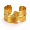 Anti-Tarnish Gold Leaf Pattern Cuff Bracelet for Women | Adjustable Open Cuff Bangle | Statement Fashion Jewelry