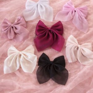 Elegant Tissue Silk Hair Bow Clip for Women & Girls | Soft Fabric Large Bow Hair Accessory