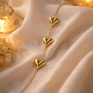 Gold-Plated Heart Charm Bracelet for Women | Anti Tarnish Delicate Chain Bracelet | Minimalist Adjustable Bracelet