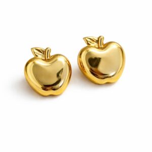 Anti-Tarnish Gold Plated Apple Shape Stud Earrings for Women | Premium Polished Finish
