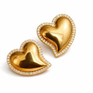 Anti Tarnish Heart Shape Stud Earrings for Women | American Diamond Imitation Jewellery | Gold Plated Cute Heart Earrings