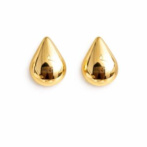 Anti-Polish Gold Finish Teardrop Stud Earrings for Women | Minimalist Classic Daily Wear Earrings | Lightweight Fashion Jewelry