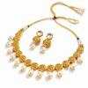Gold Plated  Pearl Necklace Set for Women | Traditional Choker Necklace with Matching Earrings | Adjustable Ethnic Jewelry Set for Wedding, Festive & Party Wear