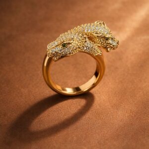 Alternative view of Luxury Leopard Head Ring for Women | AD Diamond Studded Gold Plated Ring | Anti-Tarnish Designer Statement Ring | Adjustable Fashion Jewelry