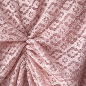 Alternative view of Women’s Ruched  Net Top | High Neck Full Sleeve Sheer Lace Top | Slim Fit Party & Casual Wear (Peach/Pink Tone)