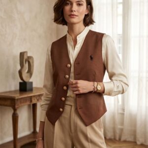 Women’s Tailored Waistcoat Vest Top – Elegant Button-Down Sleeveless Blazer Vest for Formal & Casual Wear