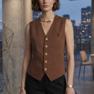 Alternative view of Women’s Tailored Waistcoat Vest Top – Elegant Button-Down Sleeveless Blazer Vest for Formal & Casual Wear