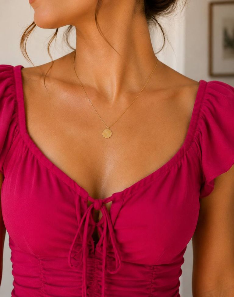 Women’s Fuchsia Pink Ruched Crop Top - Image 2