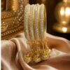 Gold Plated Stone Studded Bangles for Women | Designer Bridal Bangle Set with Latkan | Traditional Wedding & Festive Jewellery Set of 4